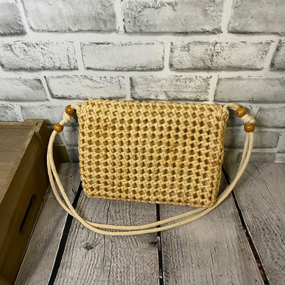 Vintage Natural Woven Straw Bag with Beads - Picture 2 of 5